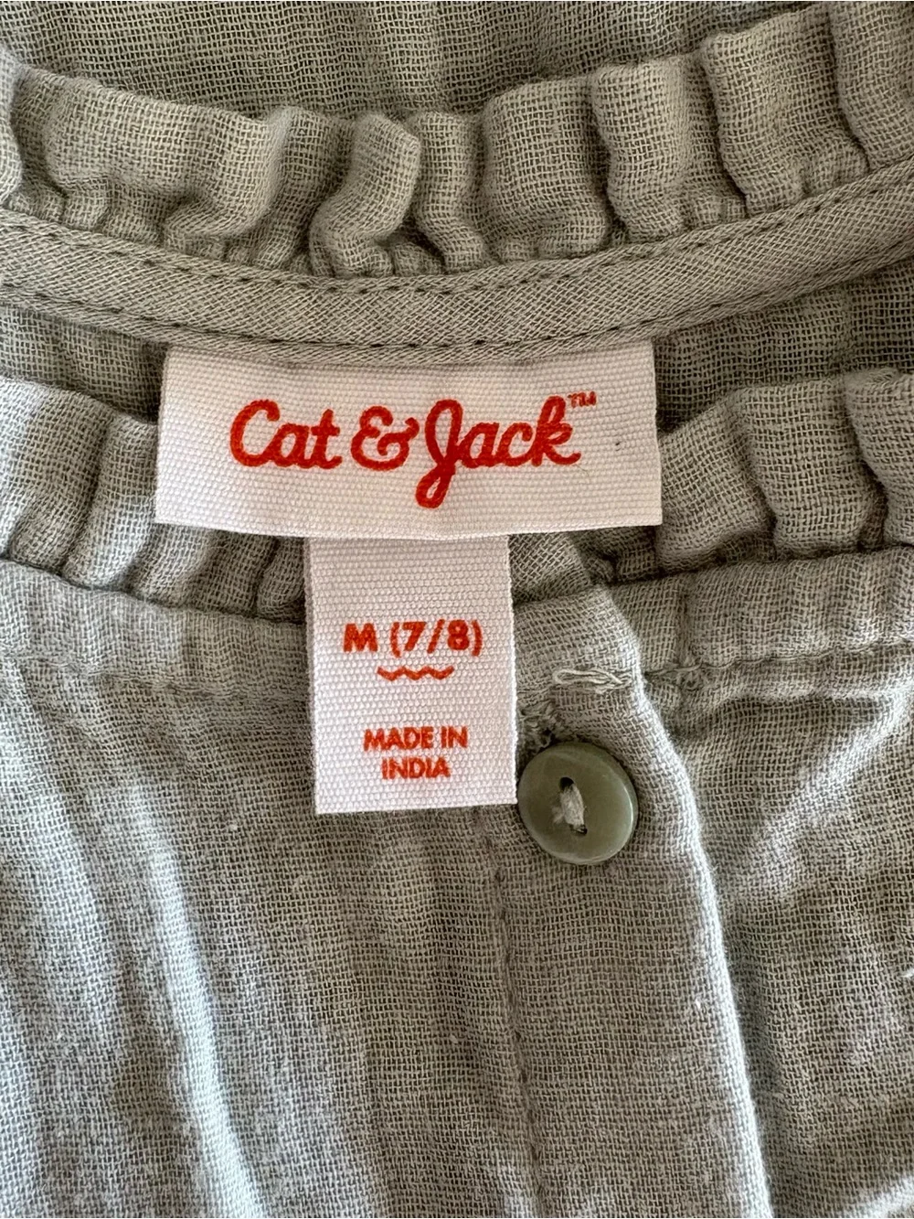 Cat & Jack Sage Green Flutter Sleeve Tiered Dress - Kids Size 7/8